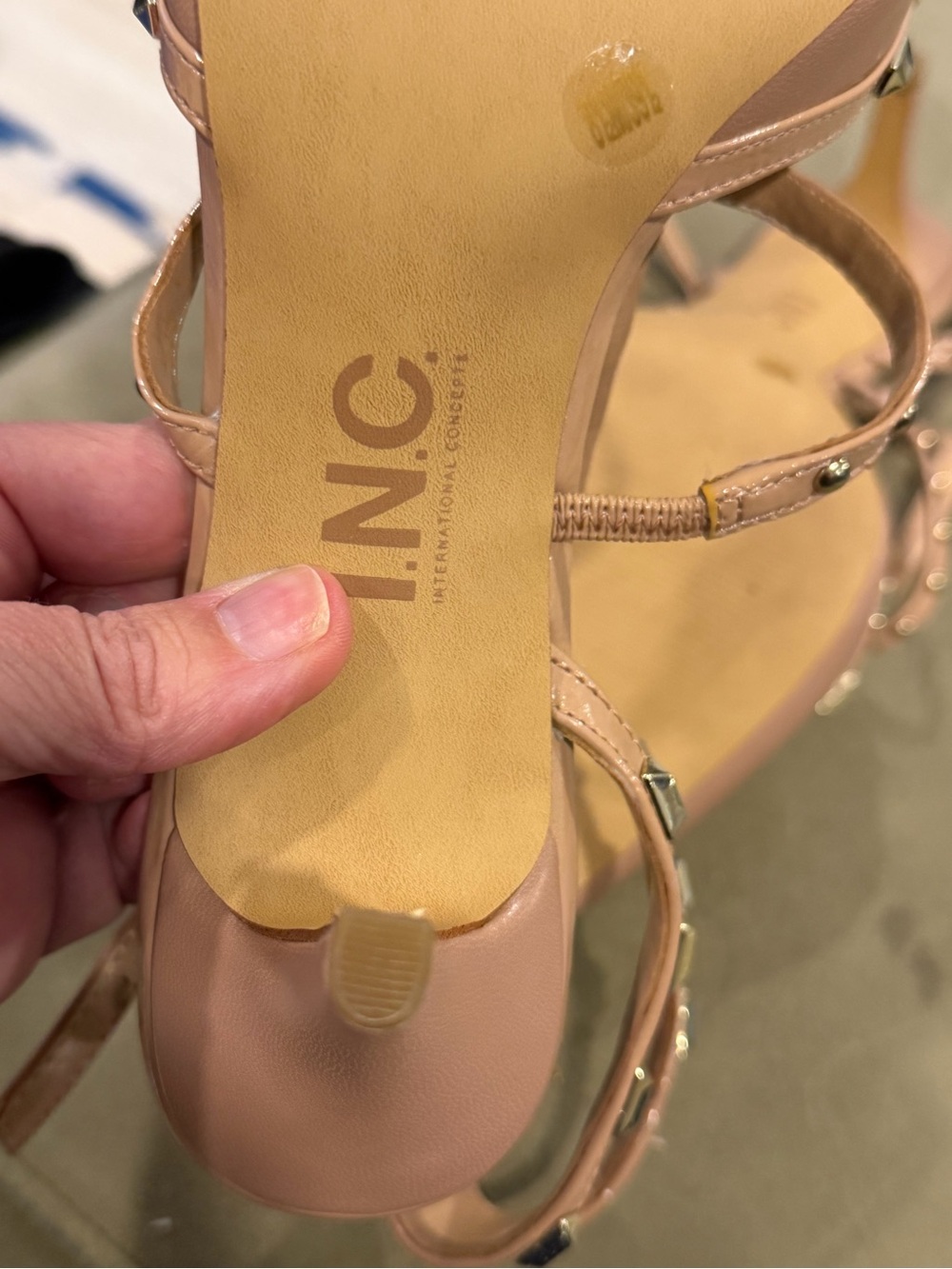 INC International Concepts Blush Studded Pointed-Toe T-Strap Heels - Picture 5 of 5